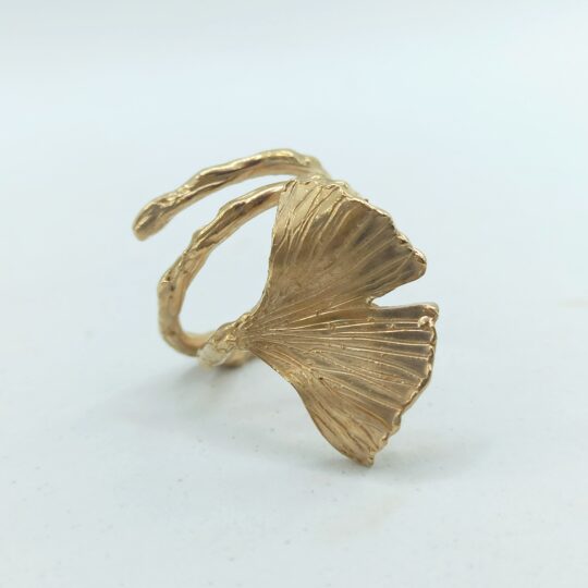 Anello foglia di ginko in bronzo